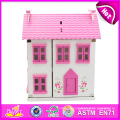 2014 Nouveau Dollhouse En Bois Enfants Jouet, Belle Conception Rose Enfants Dollhouse Jouet et Vente Chaude En Bois Enfants Dollhouse Set W06A077